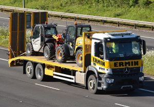 Loaded Mercedes lorry on the road